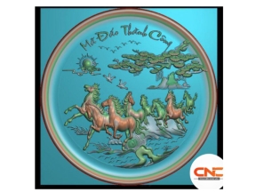 Tranh bát mã tròn cnc thiết kế jdp