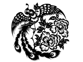 Tranh chim công và hoa cnc