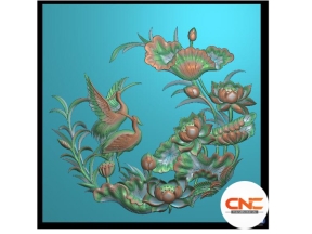 Tranh đĩa Sen hạc cnc