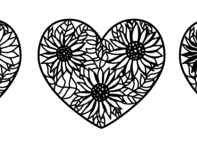 Tranh treo tường hình trái tim phối hoa hướng dương