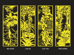 Tranh Tứ Quý ( MAI XUÂN - LAN HẠ - CÚC THU - TRÚC ĐÔNG)