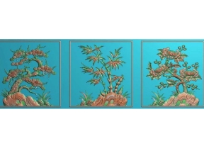 Tranh Tứ Quý Tùng - Trúc - Cúc - Mai