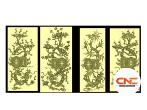 Tứ quý hóa cài thọ lô cửa nhà gỗ jdp