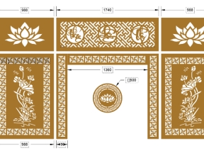 Vách ngăn hoa sen phúc lộc thọ dxf