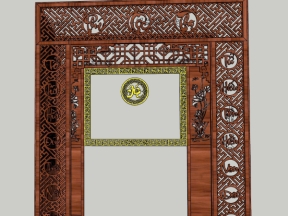 Vách thờ 3 mặt thiết kế dxf, corel, sketchup