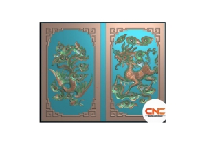 Ván Huỳnh cửa tứ linh rồng phượng cnc jdp