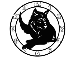 Vector cnc đồng hồ treo tường hình con sói