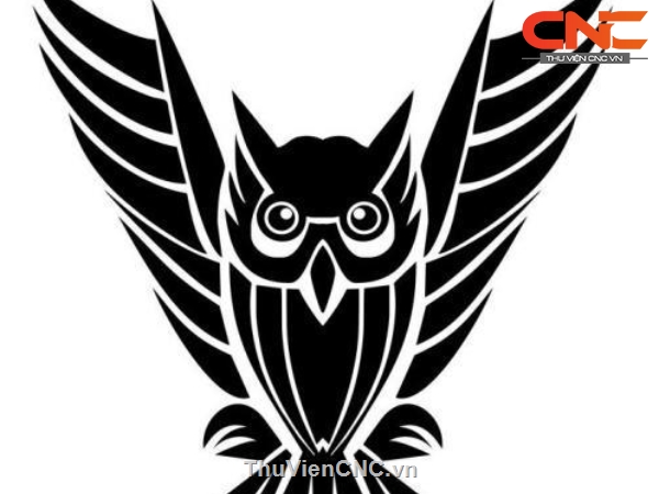 File Cnc Tribal Owl Bird - Mẫu Cắt Cnc Chim Cú Mèo 2D