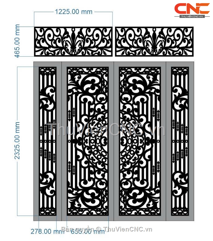 Cổng 4 Cánh Hiện Đại Sang Trọng