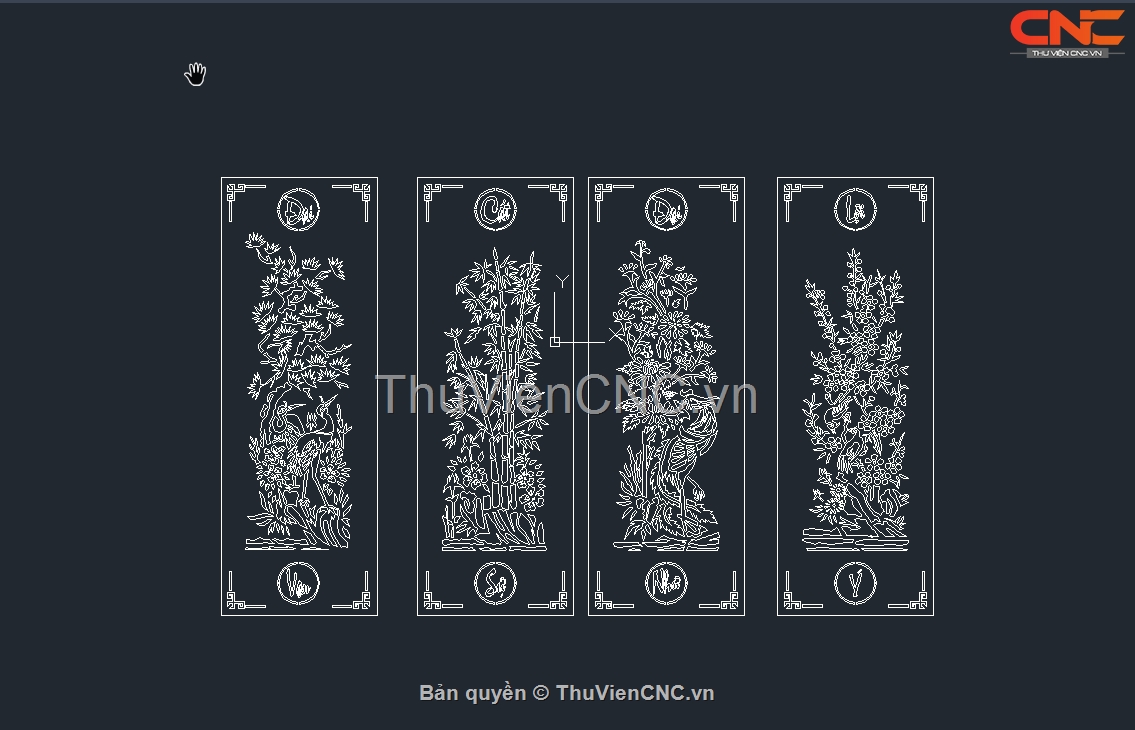 Top 10 bản vẽ Cổng tứ quý Tùng Cúc Trúc Mai cực chất lượng