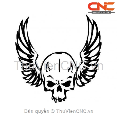 File CNC cad sọ đầu lâu + đôi cánh