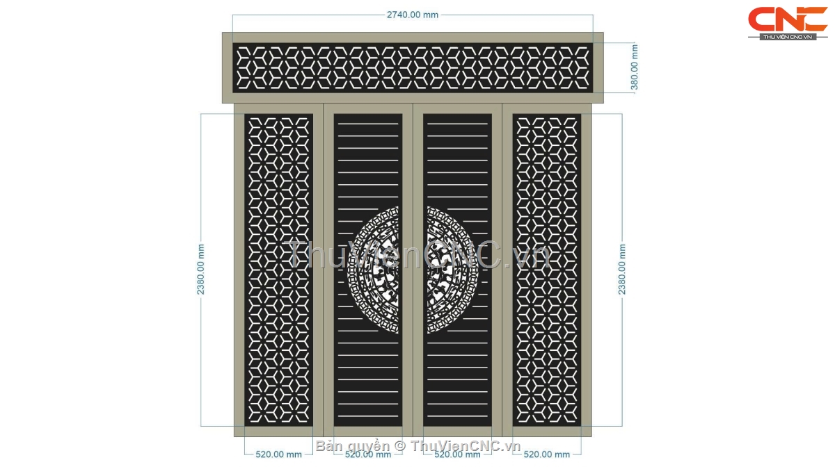 Bộ 10 mẫu Cổng 4 cánh trống đồng bông tuyết