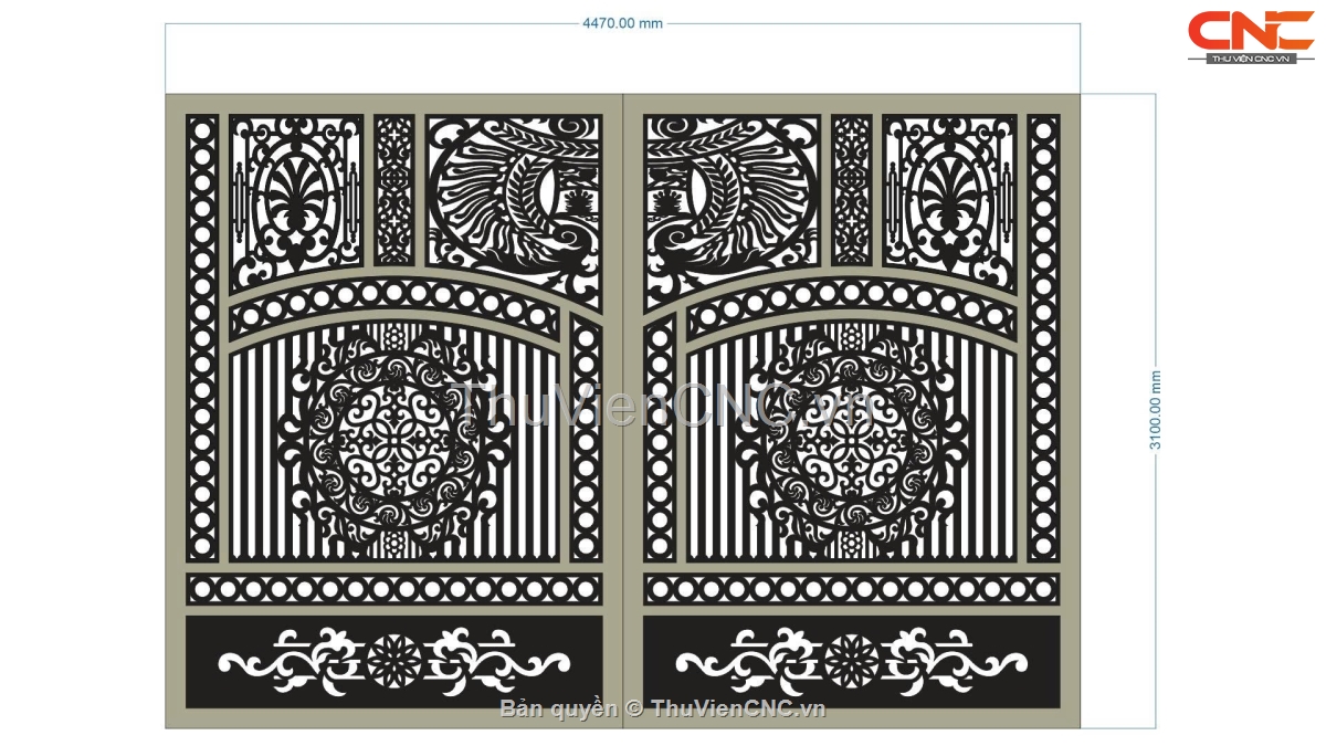 Bộ sưu tập 5 mẫu cổng 2 cánh hoa văn đơn giản CNC