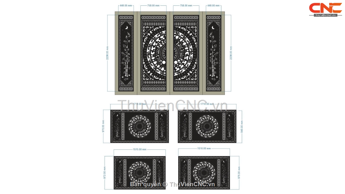 Tổng hợp 5 mẫu Cổng 4 cánh kết hợp hàng rào trống đồng