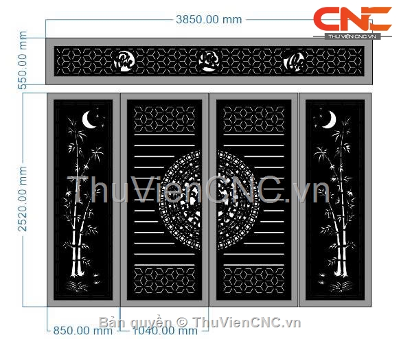 20 Mẫu Cổng 4 Cánh Trúc Việt Kết Hợp Trống Đồng