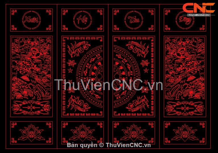 18 Mẫu Cổng 4 Cánh Xuân Hạ Thu Đông Đẹp & Ý Nghĩa