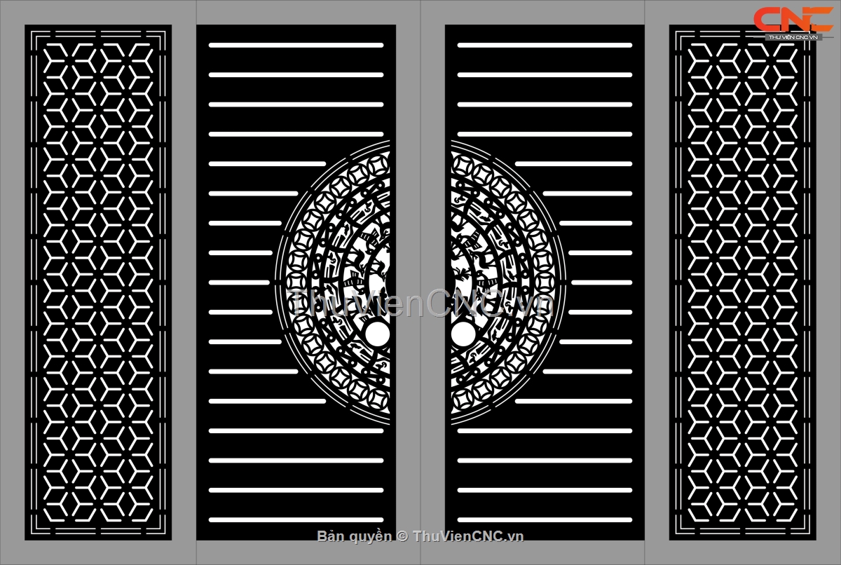 Cổng 4 Cánh Họa Tiết Bông Tuyết Đối Xứng